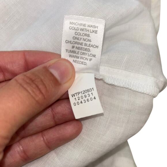 J. Jill 100% Linen White Tunic Button Down Blouse Women’s Sz L Preppy Old Money - Picture 8 of 14